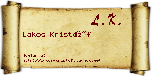 Lakos Kristóf névjegykártya